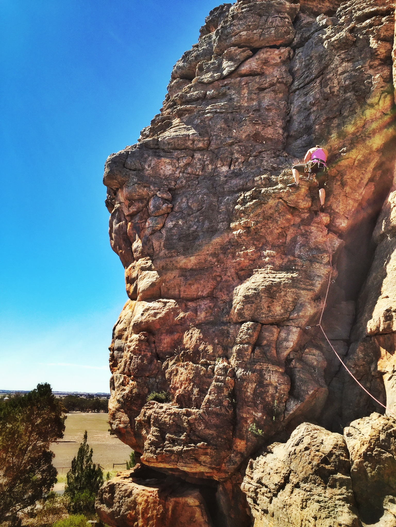 Lead climbing at Mount Arapiles, Australia